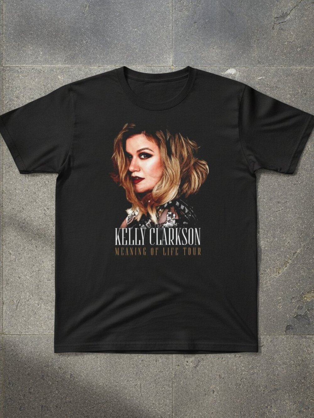 Kelly Clarkson Meaning Of Life Tour Portrait Black Graphic T-Shirt